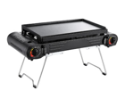 HI-TEX Portable 2 Burner Gas Stove With Leg Black