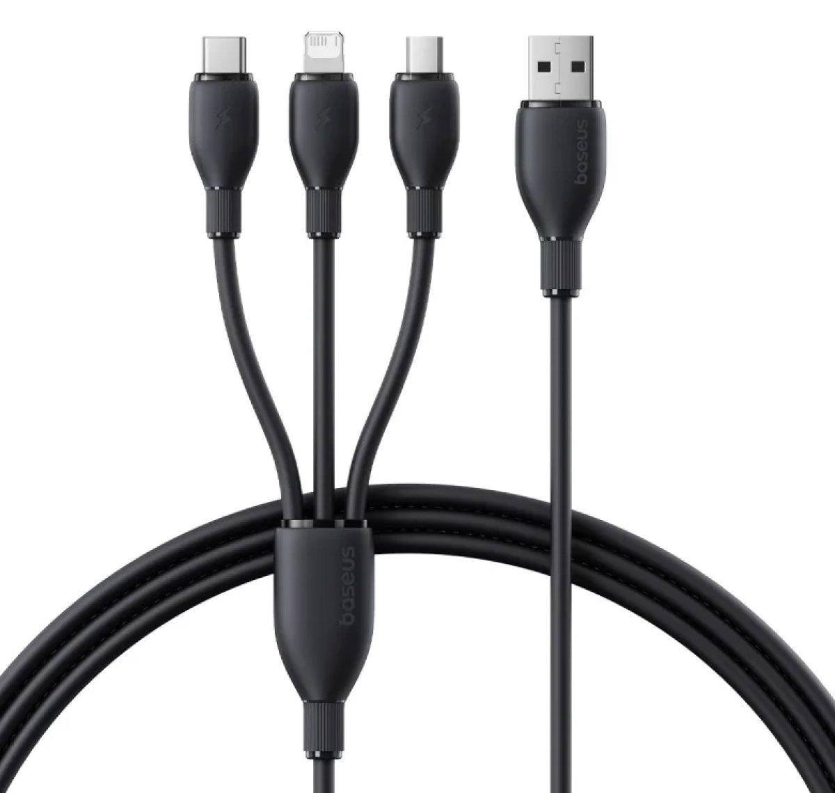 Baseus Ultra-Fast One-for-Three Fast Charging Cable USB-A to M+L+C 1.3m - Cosmic Black