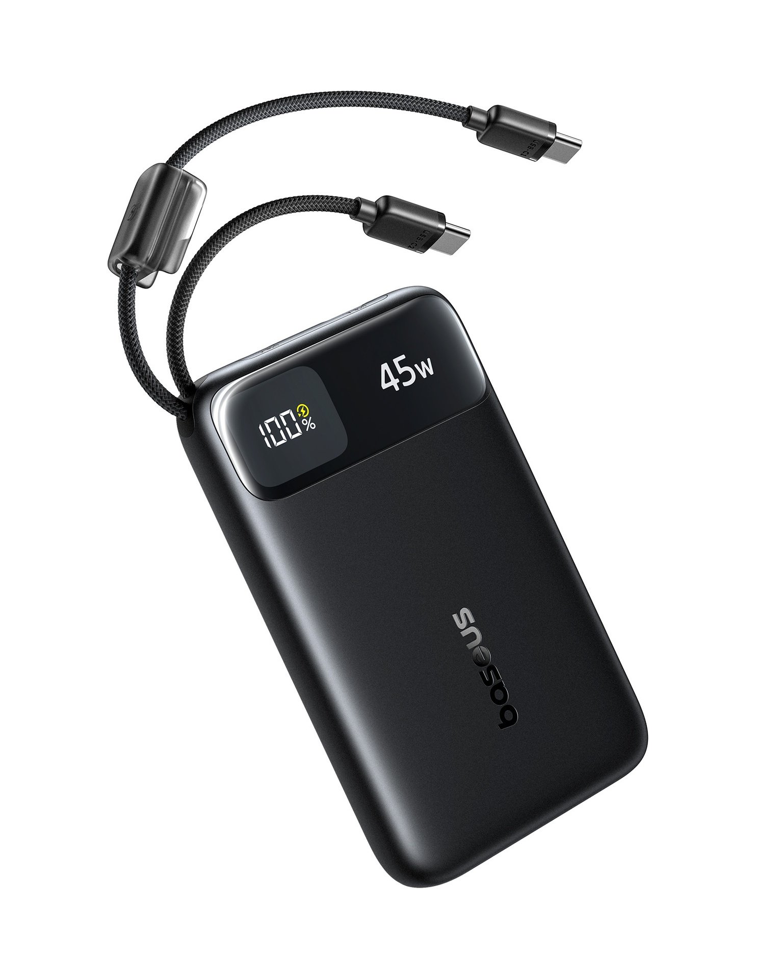 Baseus EnerFill FC11 Digital Display Power Bank with Dual Built-in USB-C Cables  10000mAh 45W - Cosmic Black gallery image