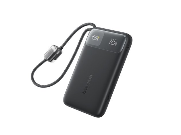 Baseus EnerFill FC11 Digital Display Power Bank with Dual Built-in USB-C Cables  10000mAh 45W - Cosmic Black gallery image