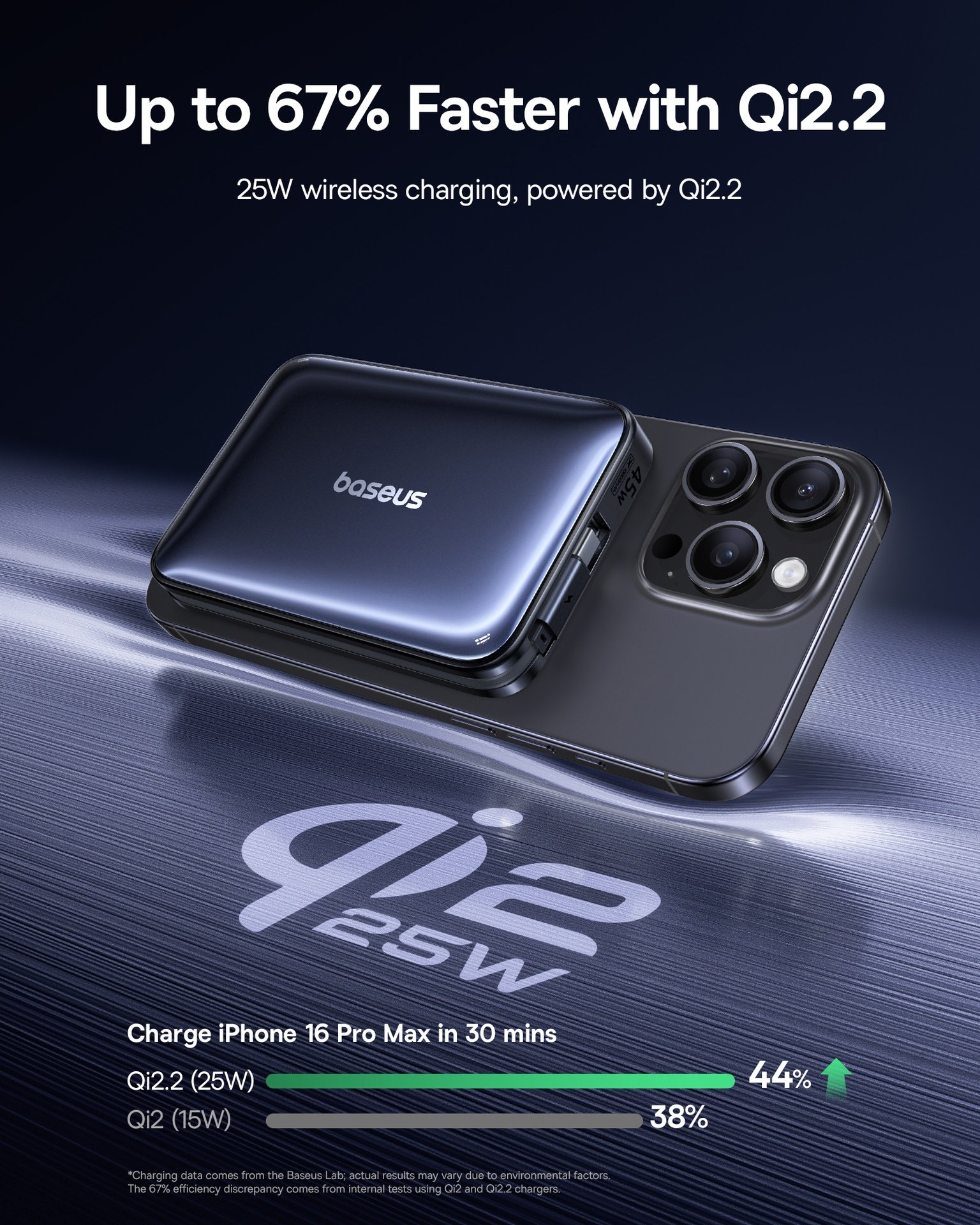 Baseus PicoGo AM61 Qi2.2 Magnetic Power Bank with Built-in Cable 10000mAh 45W - Cosmic Black gallery image