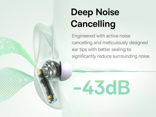 Baseus Bass BP1 NC In-Ear True Wireless Earbuds - Moon White gallery image