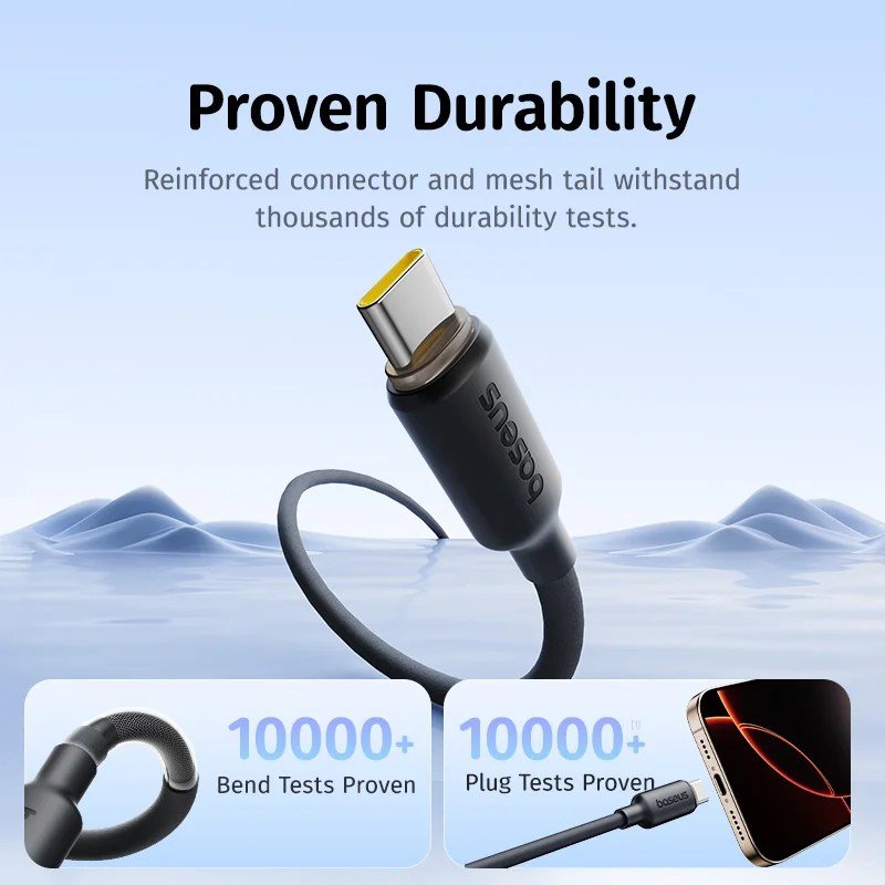 كابل بيانات الشحن السريع سيليكون Baseus Foamed USB-C إلى USB-C 100W 1m - Comic Black gallery image