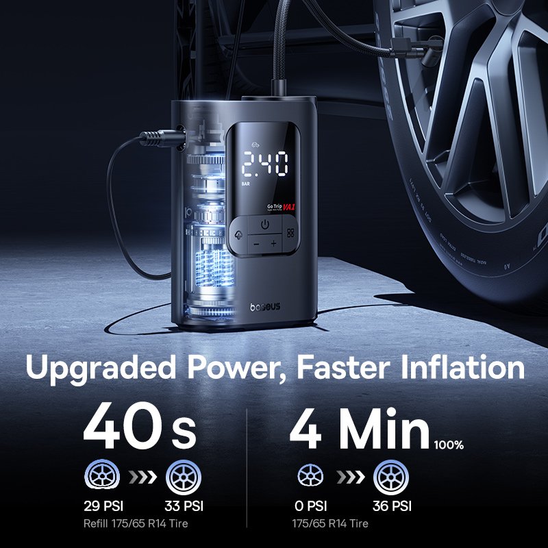 Baseus GoTrip VA1 Pro Super Mini Wired Inflator 22-Cylinder - Cosmic Black gallery image