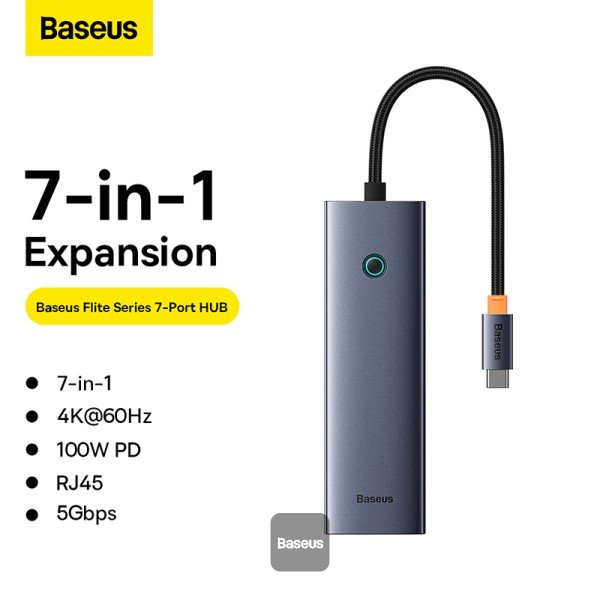 Baseus UltraJoy Series 7-Port HUB Docking Station - Space Grey gallery image