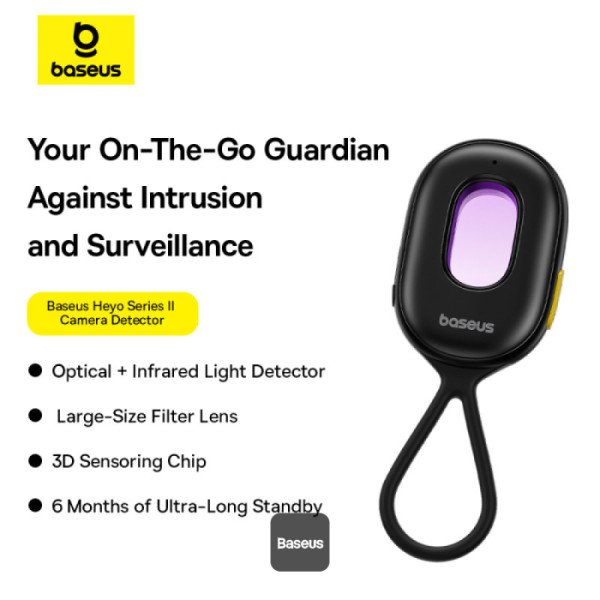 مجموعة كاشف الكاميرا Baseus Heeo Series II باللون الأسود (مع كابل شحن بسيط USB-A إلى Type-C Black) gallery image