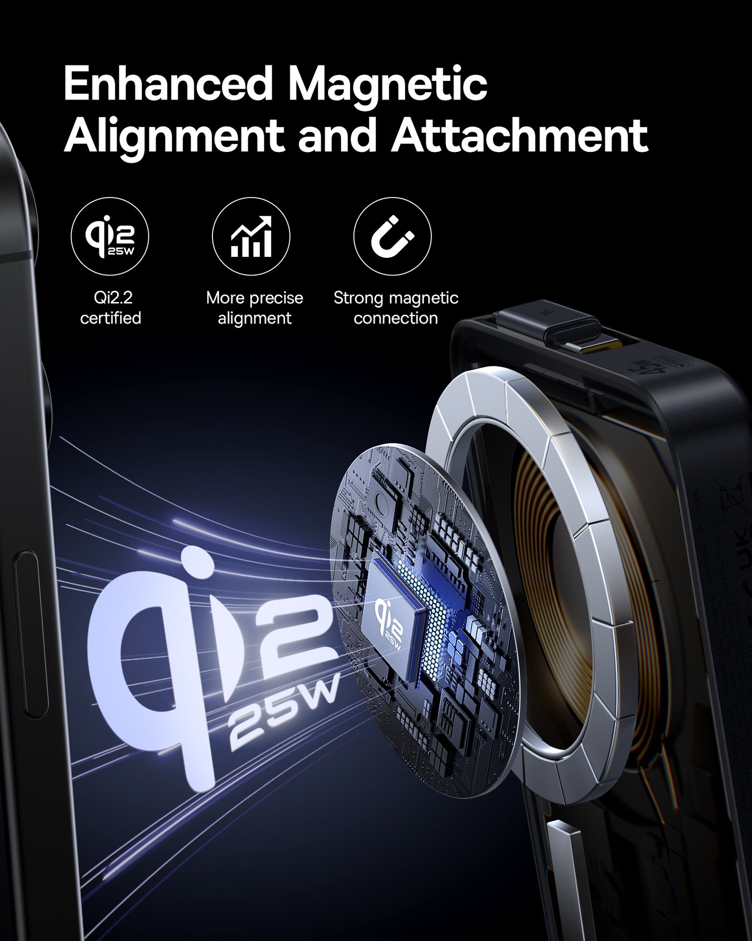 Baseus PicoGo AM61 Qi2.2 Magnetic Power Bank with Built-in Cable 10000mAh 45W - Cosmic Black gallery image