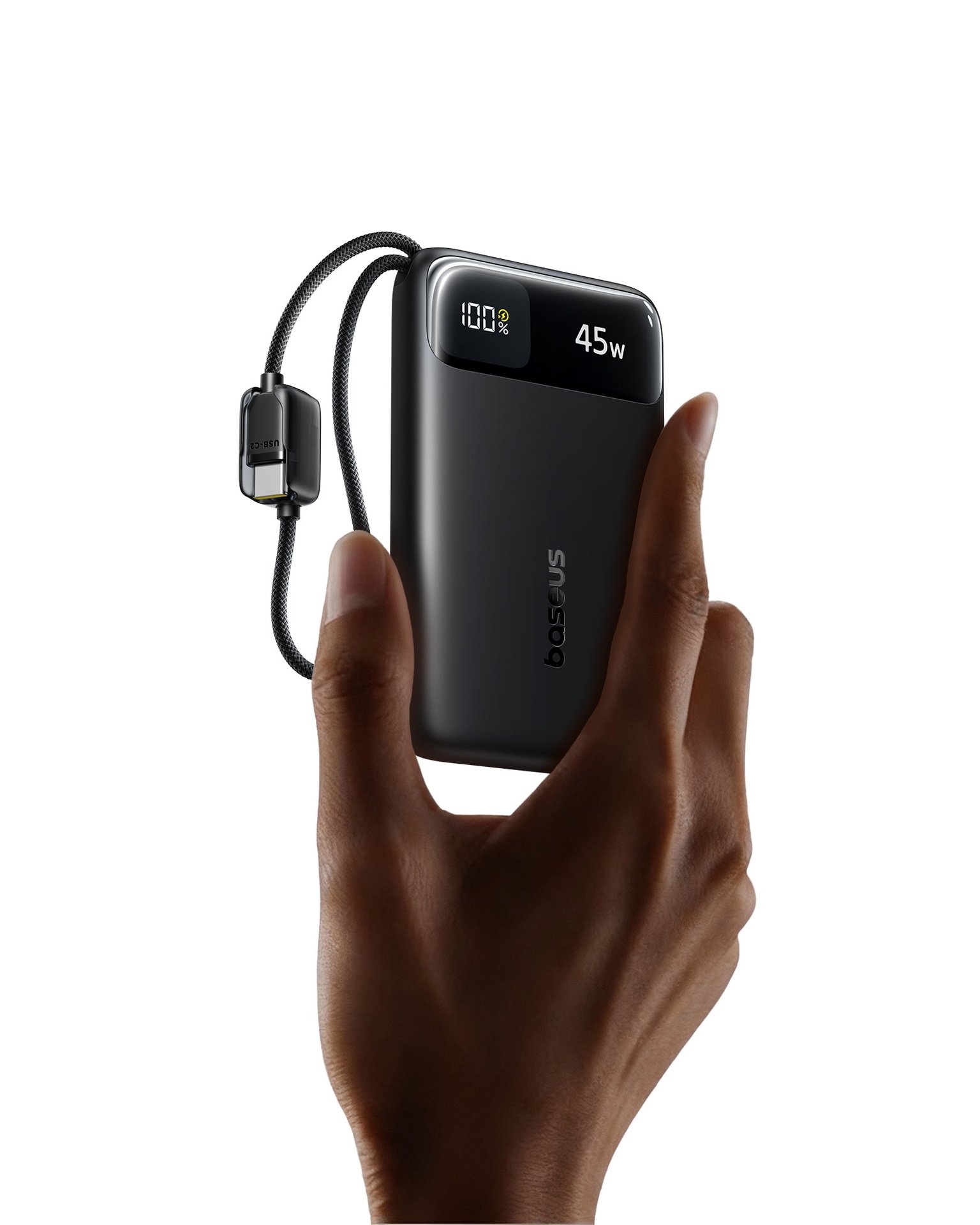 Baseus EnerFill FC11 Digital Display Power Bank with Dual Built-in USB-C Cables  10000mAh 45W - Cosmic Black gallery image