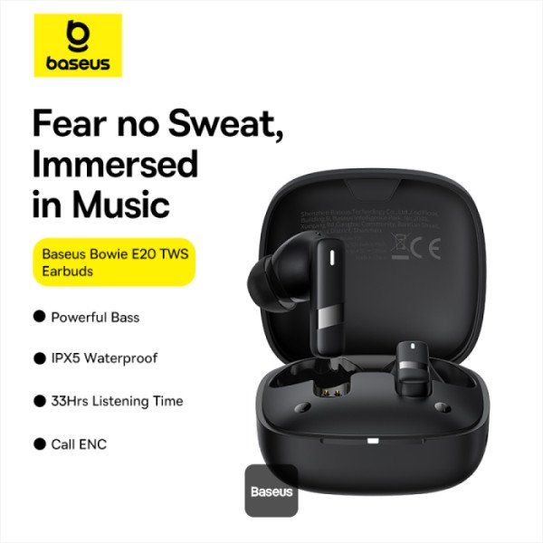 Baseus Bowie E20 True Wireless Earphones - Cluster Black gallery image