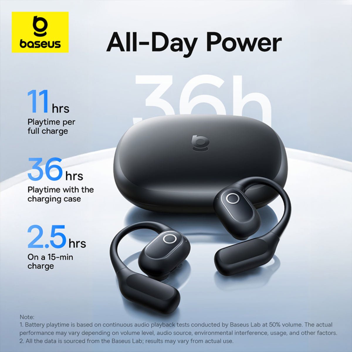 Baseus Eli 2i Fit Open-Ear True Wireless Earbuds - Cosmic Black gallery image