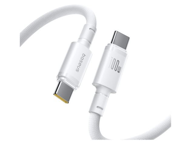 Baseus New Braided Fast Charging Cable USB-C to USB-C 100W 1m - White gallery image