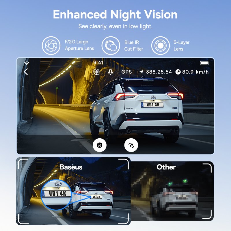 Baseus PrimeTrip VD1 Pro Dash Cam 4K Super Capacitor Version - Cosmic Black gallery image