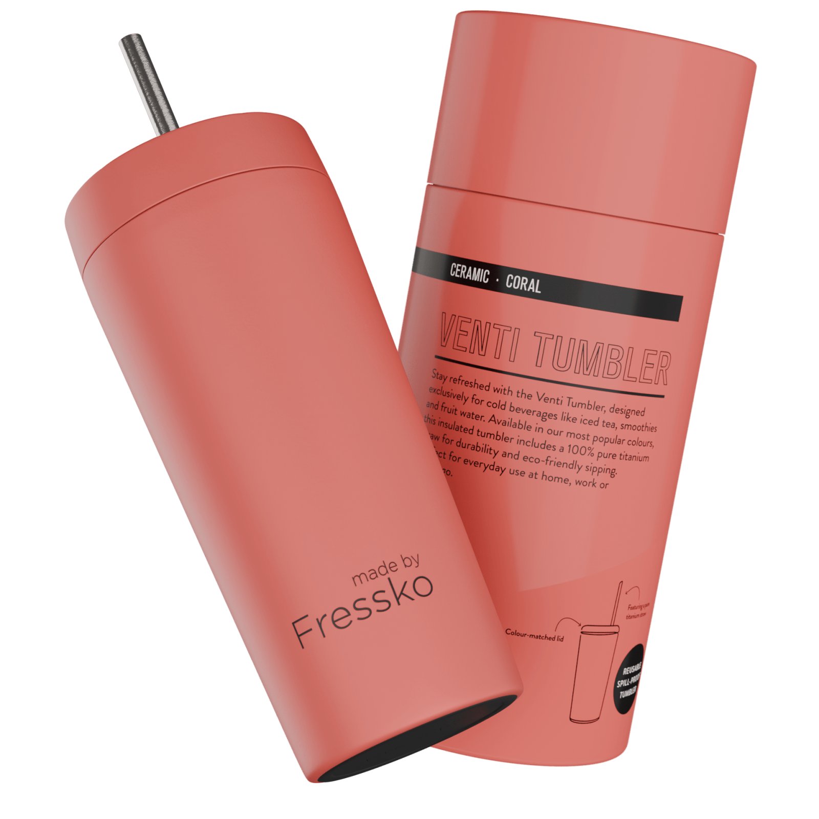 Fressko Venti Tumbler 600ml / 20oz - سيراميك - مرجان gallery image