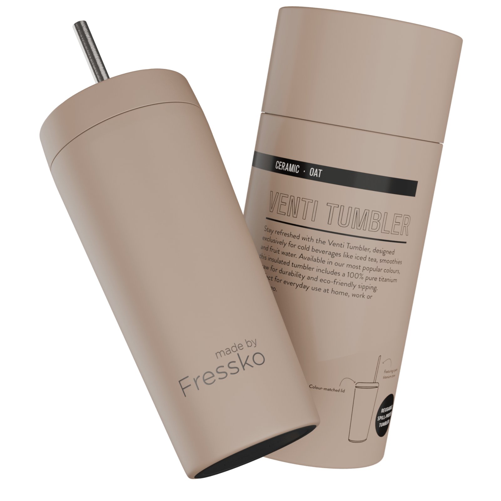 Fressko Venti Tumbler 600ml / 20oz - سيراميك - شوفان gallery image